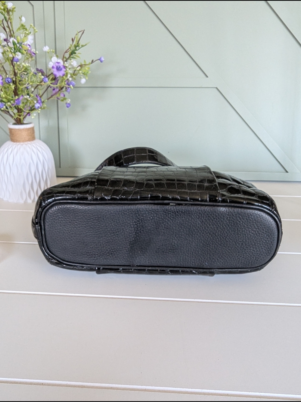 Brighton Black Croc-Embossed Shoulder Bag with Heart Charm - Picture 9 of 12